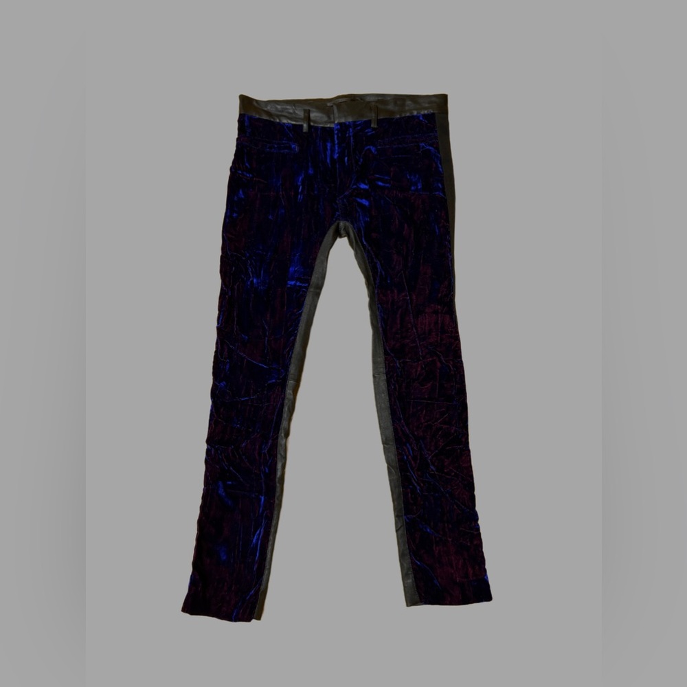 Haider Ackermann Cropped Crushed Velvet/Leather Pants